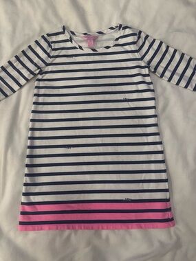 Lilly Pulitzer Navy and White Striped Knit dress with Pink Label